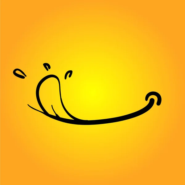 Hand drawn Yummy face tongue smile delicious icon logo — 스톡 벡터