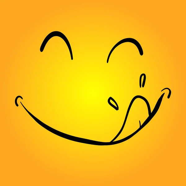 Handritade smaskiga ansikte tunga leende läcker ikon logotyp — Stock vektor