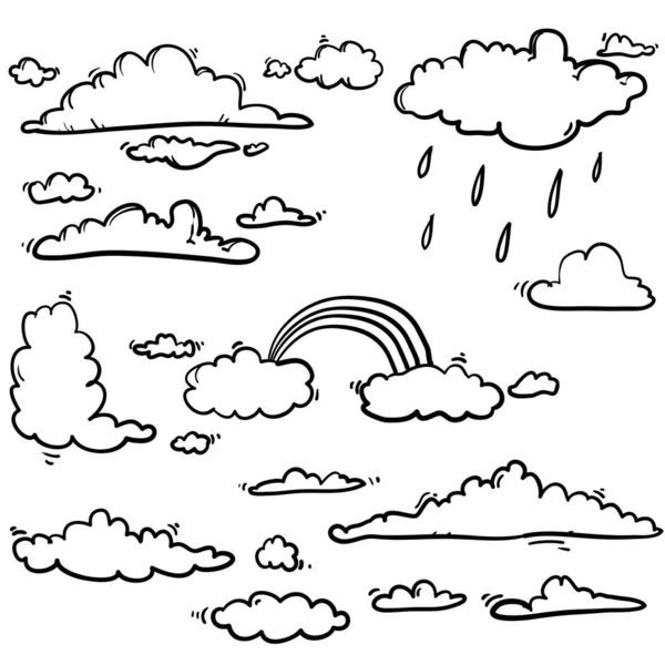 Garabato dibujado a mano ilustración de nube única en el vector de estilo de dibujos animados — Vector de stock