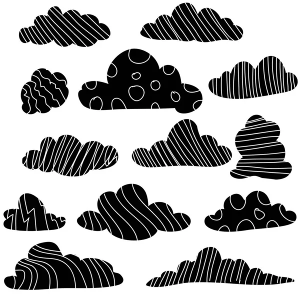 动画风格矢量中手工绘制的涂鸦云图 — 图库矢量图片