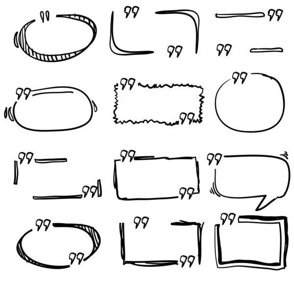 Cadre de boîte de devis dessiné à la main dans le style doodle — Image vectorielle