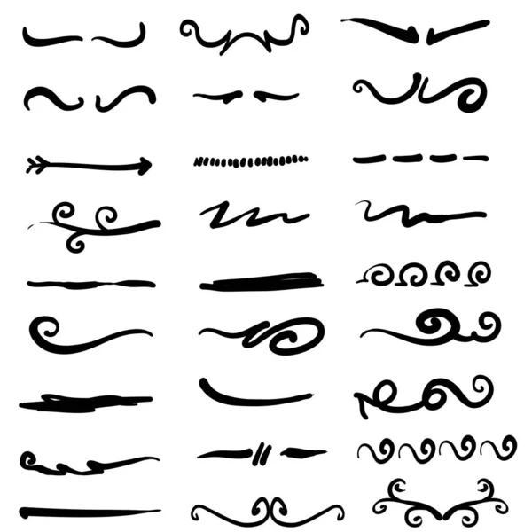 Collection of handdrawn border and divider with unique swirl doodle style — Stock Vector