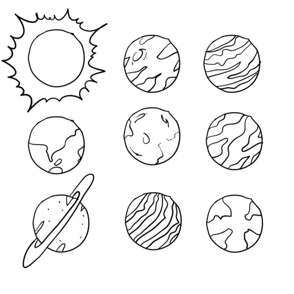Vecteur illustration système solaire doodle — Image vectorielle