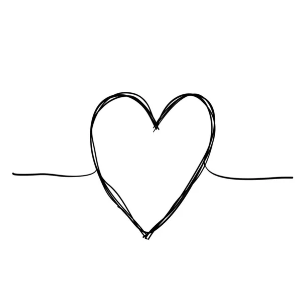 Grunge aggrovigliato rotondo scarabocchio mano disegnato cuore con linea sottile, divisorio shape.doodle stile vettore — Vettoriale Stock