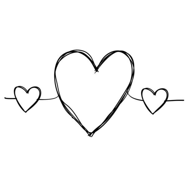 Grunge enrolado redonda rabiscar mão desenhada coração com linha fina, divisor shape.doodle vetor estilo — Vetor de Stock