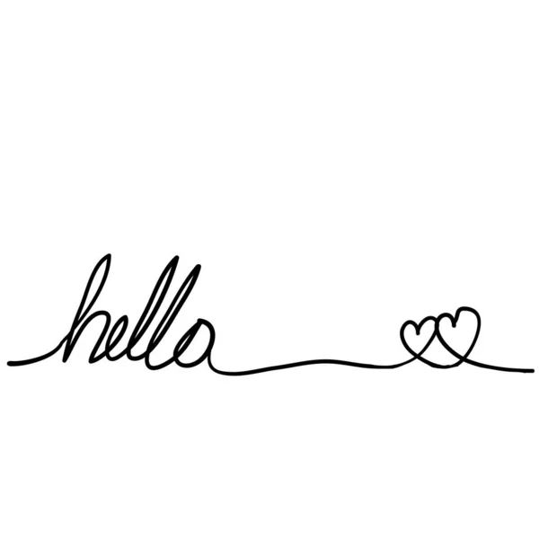Handwritten hello phrase word with continuous line style doodle — Stock Vector
