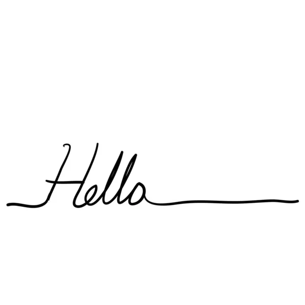 Handwritten hello phrase word with continuous line style doodle — Stock Vector