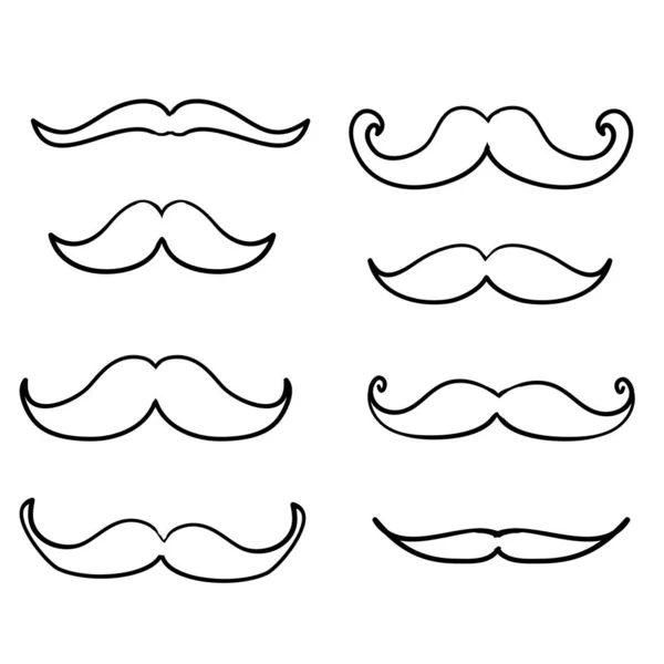 Set of italian curly mustache handdrawn doodle style — Stock Vector