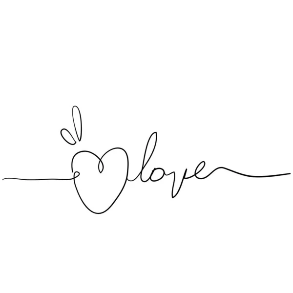 Love Frase calligrafica ispiratrice con linea arte scarabocchiata disegnata a mano — Vettoriale Stock