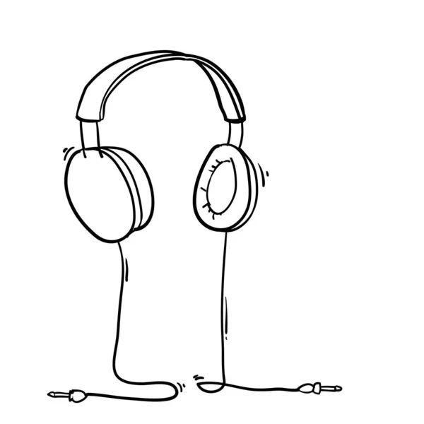 涂鸦耳机插图手绘涂鸦风格 — 图库矢量图片