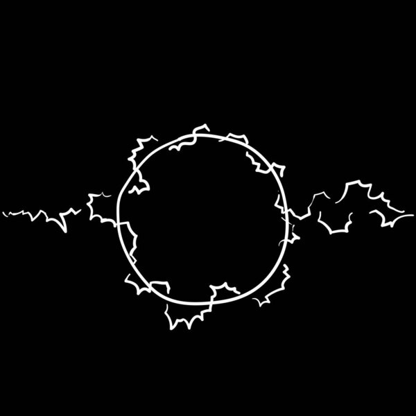 Powerful electrical round discharge hitting from side to side doodle handdrawn vector cartoon style