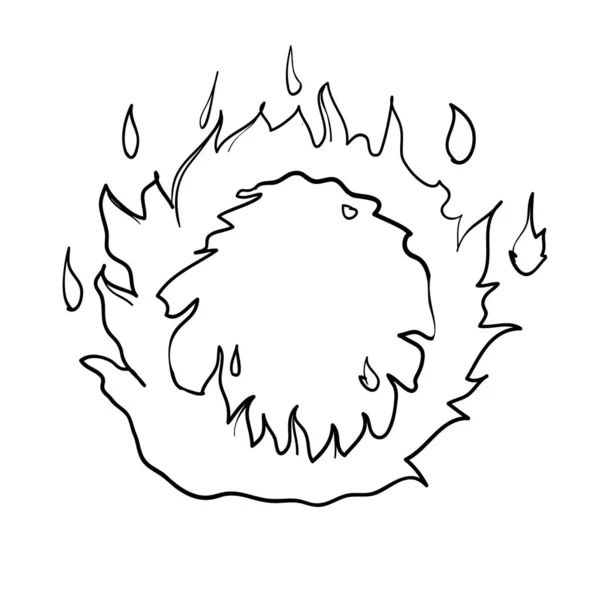 Tűz gyűrű kézzel húzott égő láng illusztráció vektor firka stílus — Stock Vector