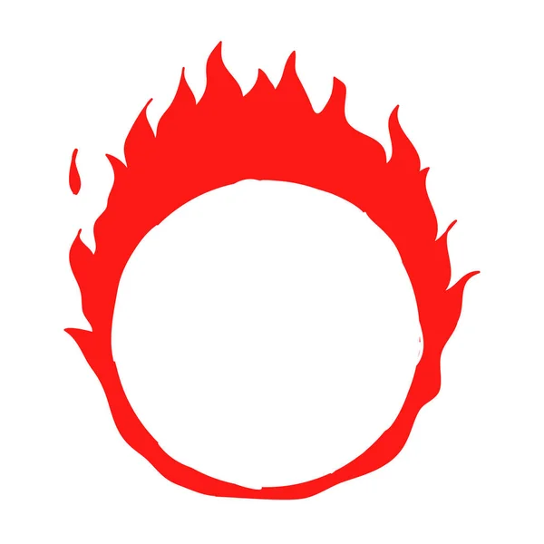 Tűz gyűrű kézzel húzott égő láng illusztráció vektor firka stílus — Stock Vector