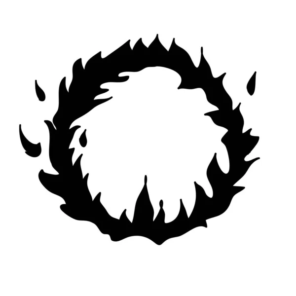 Vuur ring handgetekende brandende vlam illustratie vector doodle stijl — Stockvector