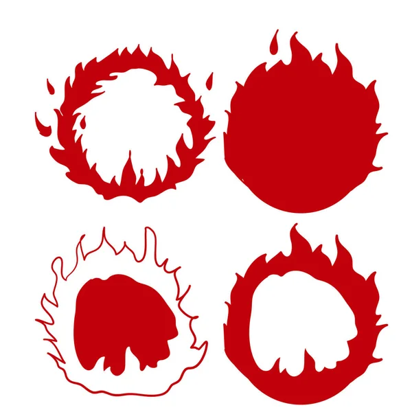 Tűz gyűrű illusztráció vektor kézzel rajzolt doodle stílus piros szín — Stock Vector