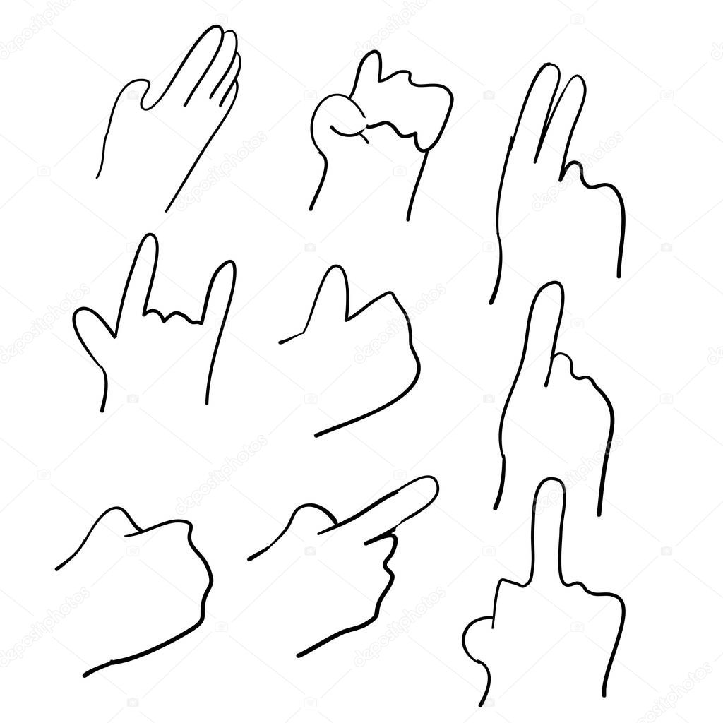 handdrawn gesturing hand illustration doodle style