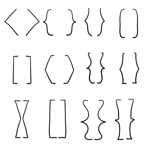Doodle bracket set illustration vector handdrawn style — 스톡 벡터