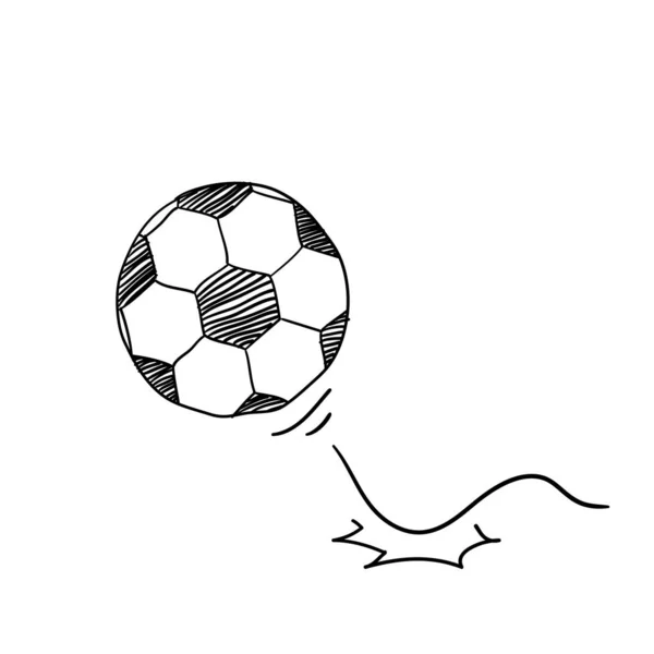 Pallone da calcio illustrazione disegnato a mano doodle style vector — Vettoriale Stock