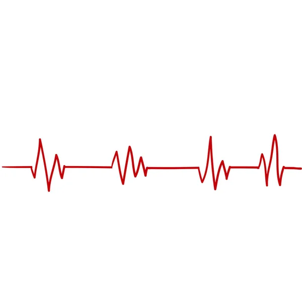 Línea de latidos del corazón. Rastros de pulso. EKG y símbolo cardiovascular. Concepto saludable y médico ilustración dibujada a mano garabato — Vector de stock
