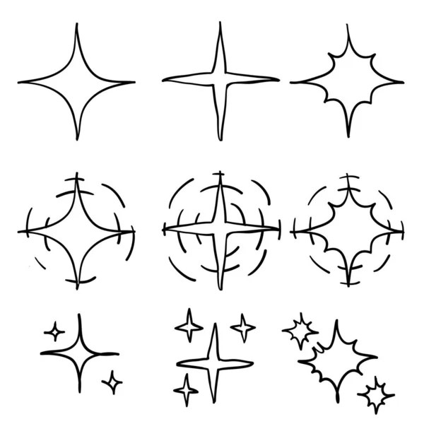 Csillogás szimbólumok vektor illusztráció kézzel rajzolt doodle stílus — Stock Vector