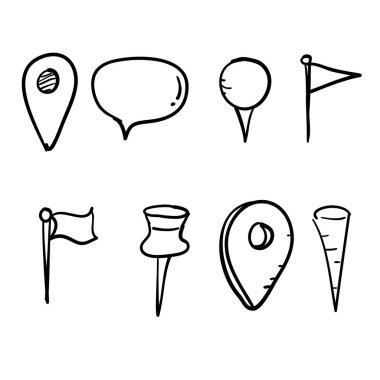 Doodle gps pointer map location illustration vector handdrawn style vector