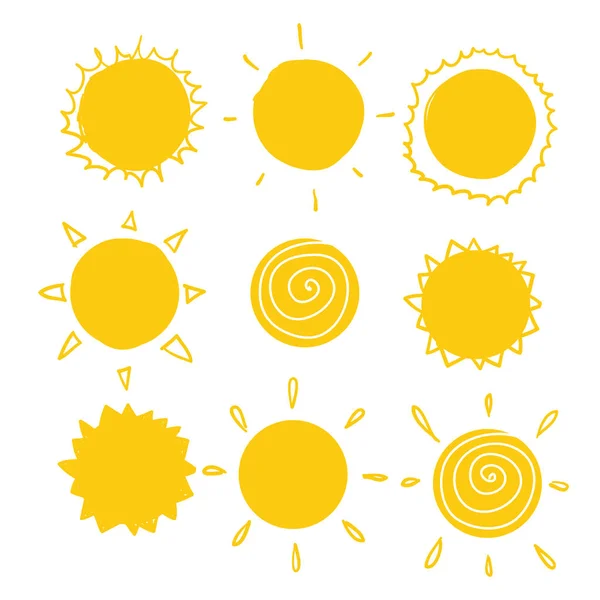 Doodle Sun Illustration Vektor mit handgezeichneten Cartoon-Stil — Stockvektor