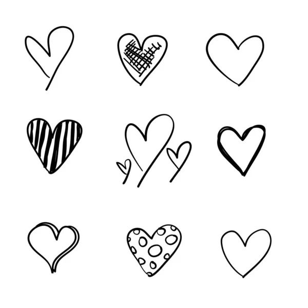 Doodle cuore amore collezione vettoriale illustrazione — Vettoriale Stock