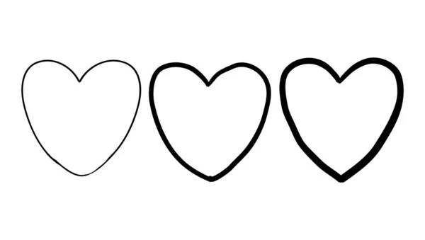 Karalama kalp koleksiyonu vektörü el çizimi biçiminde — Stok Vektör