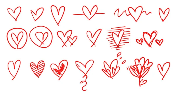 Karalama kalp aşk illüstrasyon toplama vektörü — Stok Vektör