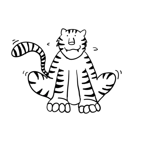 Garabato tigre animal ilustración dibujado a mano vector — Vector de stock