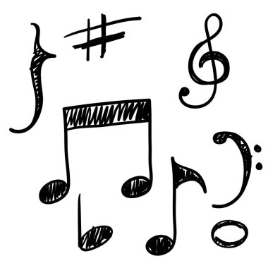 Not Müzik Simgesi Vektör Tasarımı elle çizilmiş karalama biçimi