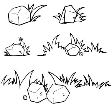 doodle grass illüstrasyon koleksiyonu el çizimi tarzı