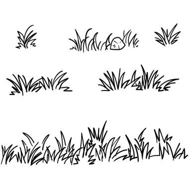 doodle grass illüstrasyon koleksiyonu el çizimi tarzı