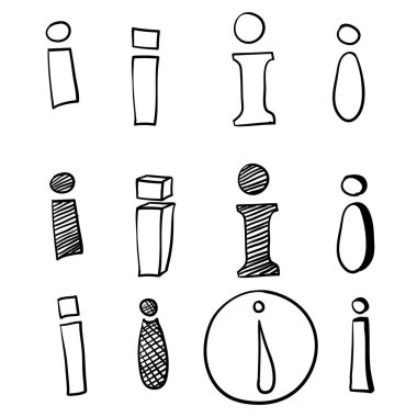 El çizimi doodle biçimi vektörü ile bilgi simgesi illüstrasyonu