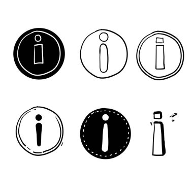 El çizimi doodle biçimi vektörü ile bilgi simgesi illüstrasyonu