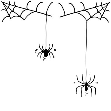 spider web illustration with handddrawn doodle style clipart