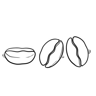 El çizimi karikatür tarzı vektör izole kahve çekirdekleri simgeleri