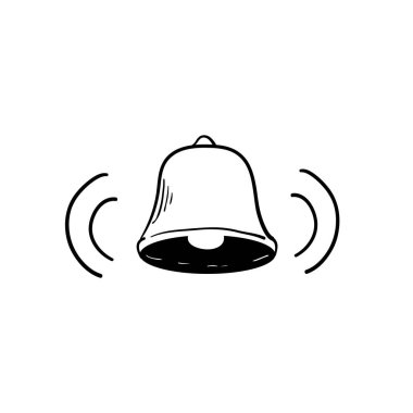 Beyaz üzerine el çizimi karalama biçimi vektörü izole edilmiş çan simgesi