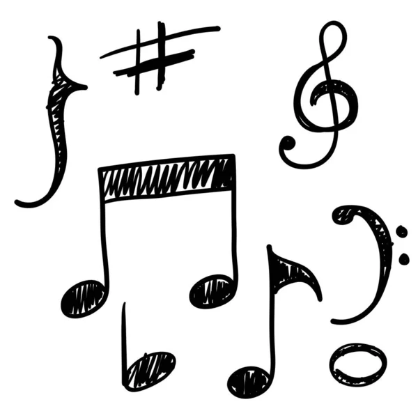 Nota Música Ícone Vector Design com estilo doodle desenhado à mão — Vetor de Stock