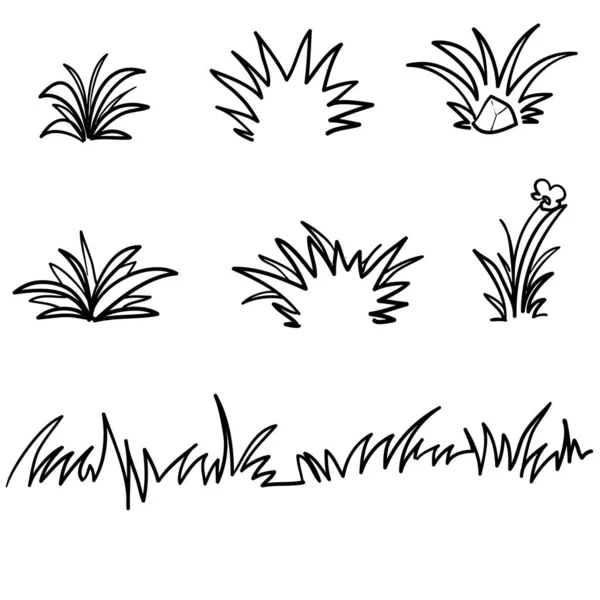 Doodle Gras Illustration Sammlung handgezeichneten Stil — Stockvektor