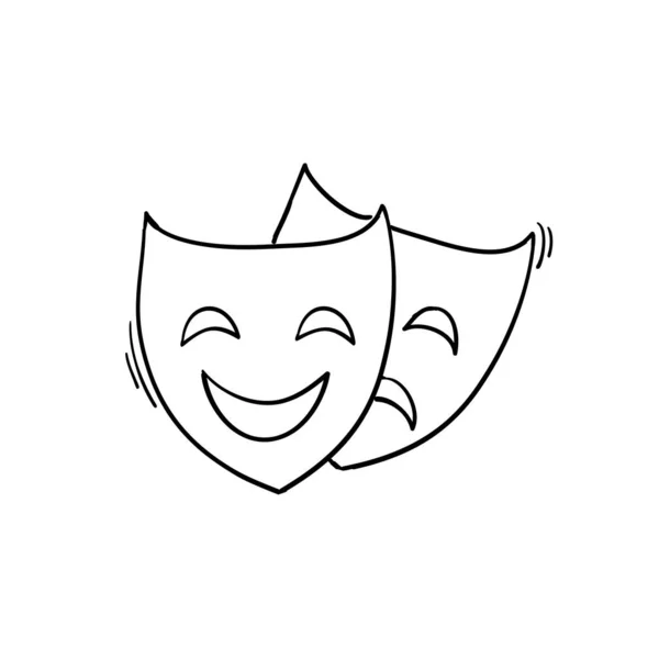 Ręcznie rysowane doodle Theater maska wektor ikony — Wektor stockowy