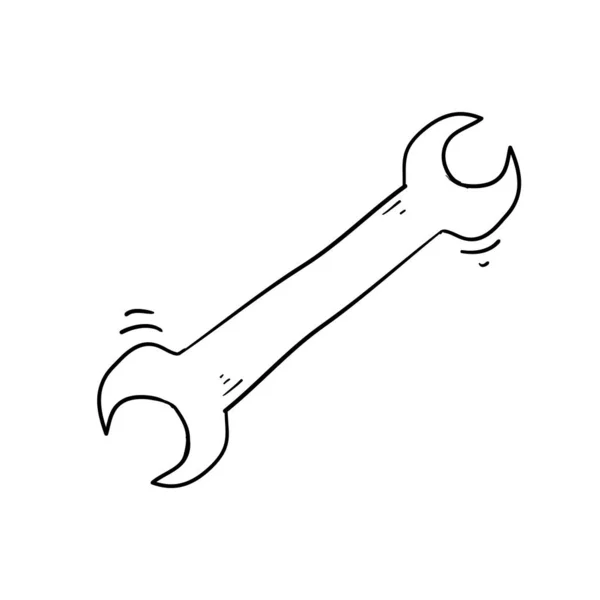 Icono de reparación. Icono de llave inglesa. Icono de configuración con vector de estilo doodle — Archivo Imágenes Vectoriales