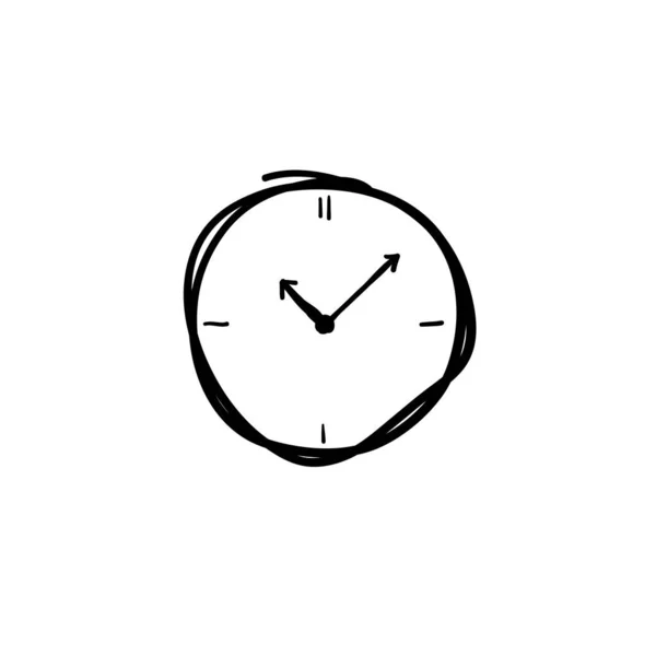 Doodle horloge icône illustration style dessiné à la main — Image vectorielle