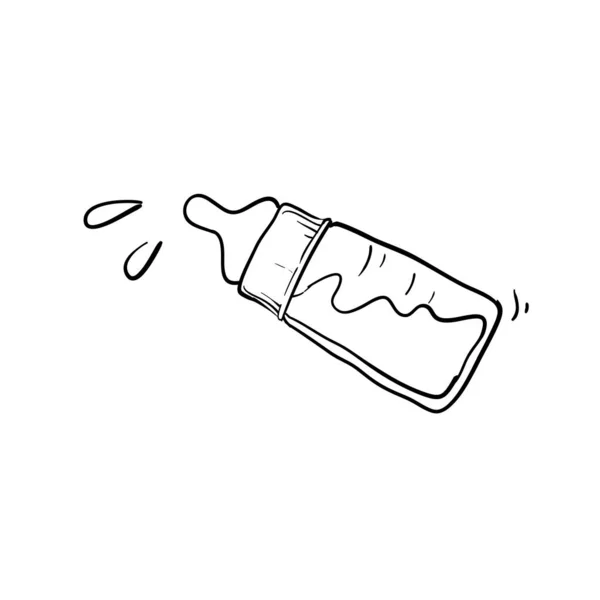 Пляшка дитячого соску каракулі намальований стиль вектор — стоковий вектор