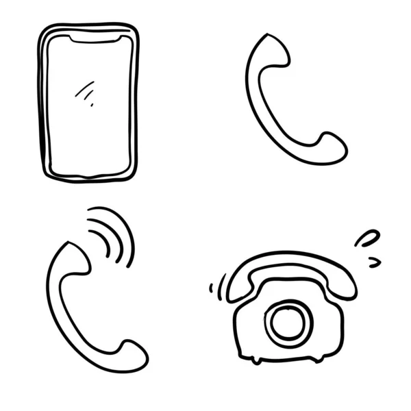 Phone icon vector with handdrawn doodle style vector — Stock Vector