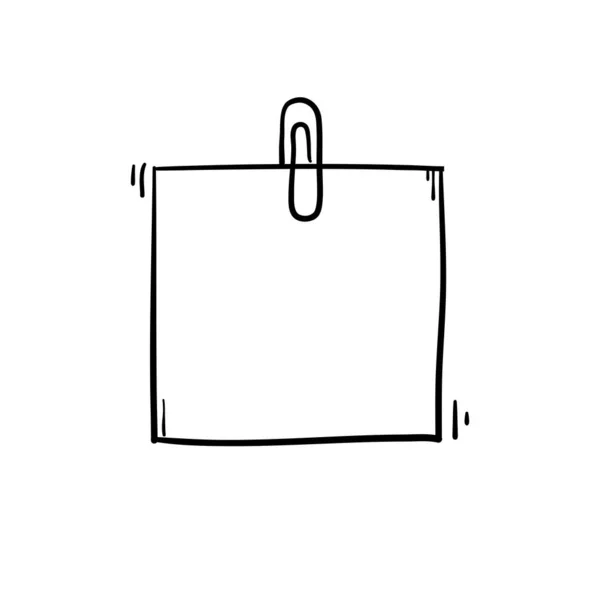 Büroklammer mit weißem Notizbuch im handgezeichneten Doodle-Stil — Stockvektor