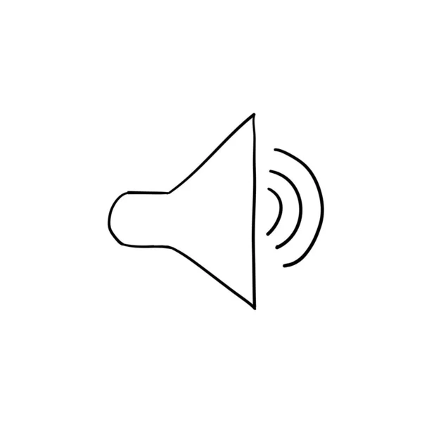 Icône haut-parleur avec vecteur de style doodle dessiné à la main — Image vectorielle