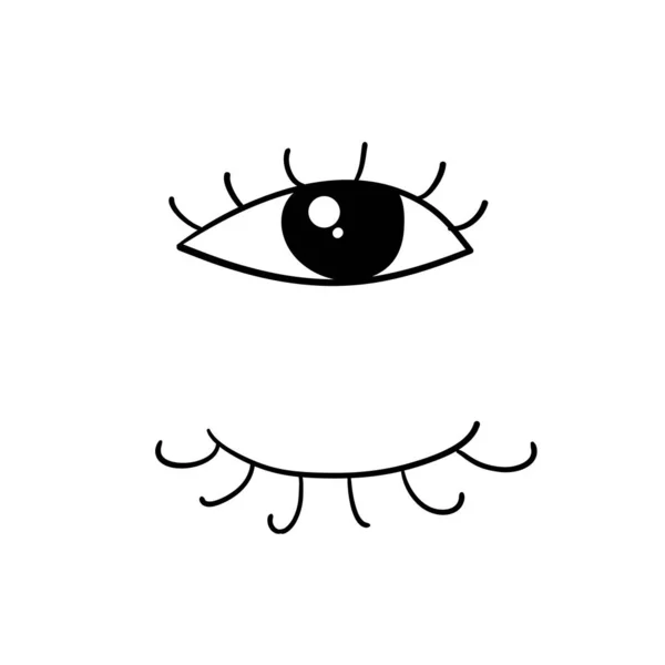 具有手绘涂鸦风格矢量涂鸦的眼睛和睫毛图标 — 图库矢量图片