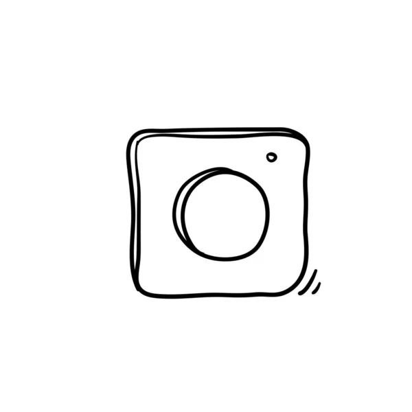 Дизайн піктограми камери з намальованим каракулем вектор ізольовано на білому — стоковий вектор