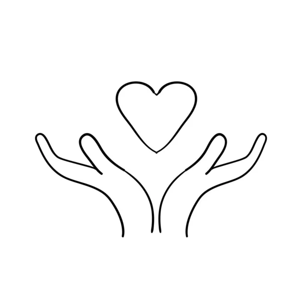 Doodle símbolo ilustração mão para o cuidado e caridade vetor ilustração — Vetor de Stock